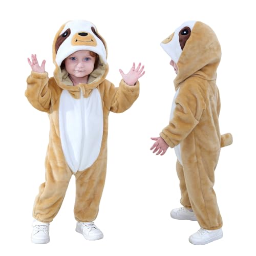 TONWHAR Baby Animal Costume, Unisex Toddler Halloween Dress Up Romper Outfit(4T,Sloth)