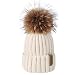 FURTALK Womens Girls Winter Fur Hat Real Large Raccoon Fur Pom Pom Beanie Winter Hats (Beige)