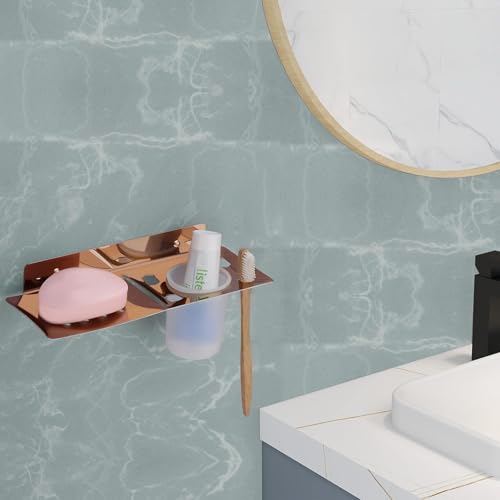 Image of Plantex (Primax) Stainless Steel 2in1 Soap Dish with Tumbler Holder /Soap Stand /Tooth Brush Holder /Bathroom Accessories - Wall Mount (Rose Gold)