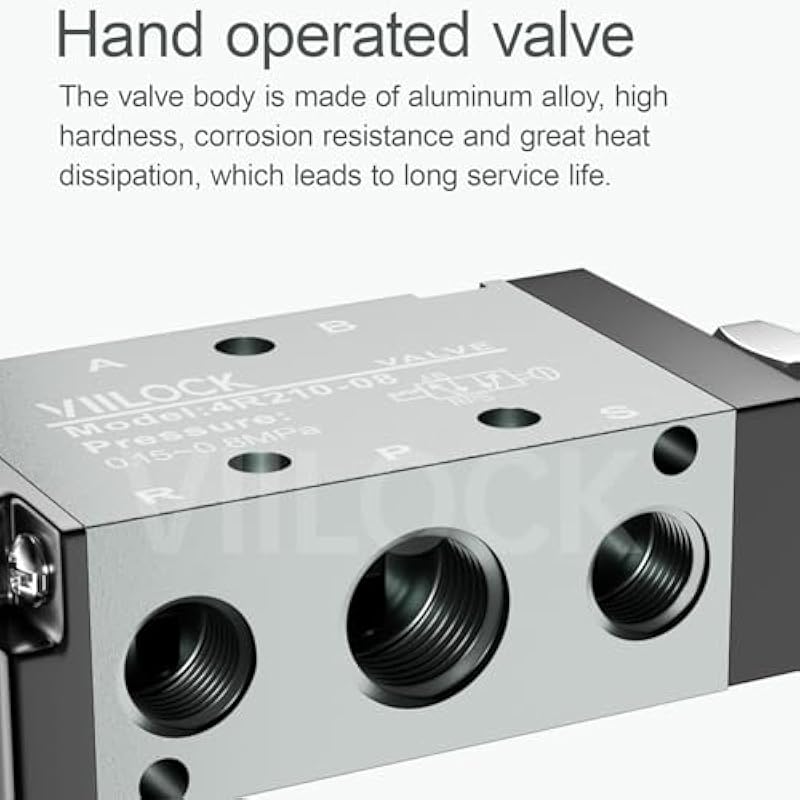 Pneumatic Air Hand Lever Valve, 5 Way 2 Position 1/4”NPT Solenoid Valve Manual Control Direct Driving Type Push-Pull 4R210-08 1/4"NPT 5 way 2 position 상세이미지 4