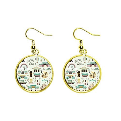 Pendientes de Corea de monumentos famosos dorados el regalo de joyería perfecto para mujer