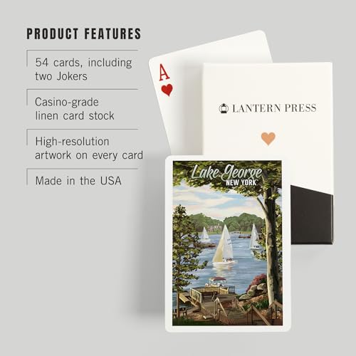 Baraja de 52 cartas tamaño póker Lake George Nueva York miniatura 3