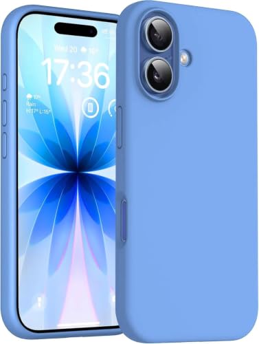 Image of DIZORO Compatible with iPhone 17 Case 6.3, Slim Liquid Silicone 3 Layers Full Covered Soft Gel Rubber Phone Cases Protective Back Cover 6.3 Inch - Azure Blue