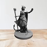 Unpainted DND Tiefling Female Warlock Miniature Figurine, Tabletop Gaming Collectible, Fantasy World, Ideal Gift for Dungeon Masters and Collectors - Designed by MZ4250