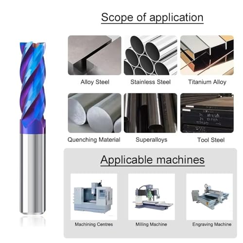 Image of Carbide Square EndMill HRC65 Double Edge 4 Flute TIAiN Coating Tungsten Steel Milling Cutter for Metal Steel HRC65 1.0-12.0mm Series 11pcs Set