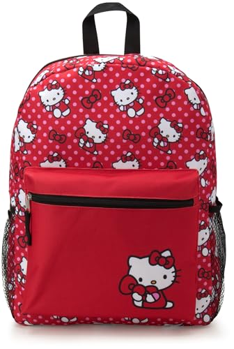Fast Forward Kids Backpack - Disney Minnie Mouse, Hello Kitty - 16' School Bookbag for Girls, Size One Size, Hello Kitty Red