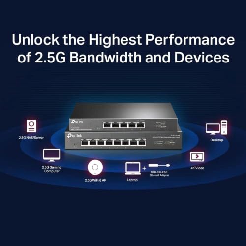 Image of TP-Link TL-SG105-M2, 5 Port Multi-Gigabit Unmanaged Network Switch | Ethernet Splitter, 2.5G Bandwidth, Plug & Play, Desktop /Wall-Mount, Fanless Metal Design