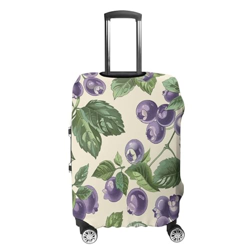 Hand Drawn Blueberries Elastic Luggage Cover Suitcase Protector for 19-32 Inch Suitcases | Universal Stretchable Travel Bag Cover | Anti-Scratch, Washable with Zipper Closure M4