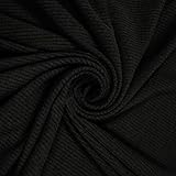 Texco Inc Solid Color 4x2 Rib Knit Poly Rayon Spandex Fabric, Black 1 Yard