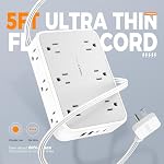 TESSAN Flat Plug Power Bar, Surge Protector Extension Cord 5FT | 12 AC Outlets Extender and 4 USB Ports (2 USB C), Multiple Power Strip 1800J Protection for Home Office Dorm Room
