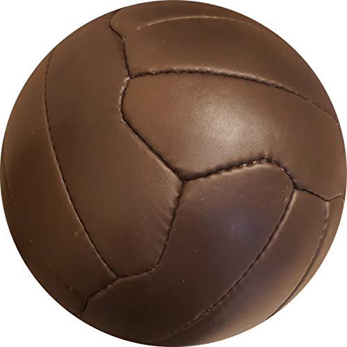 Aafza Sports Soccer Ball - Hand Stitched Size 5 - Brown Genuine Leather 18 Panels Soccer Ball - Old Style Ball #TOP3