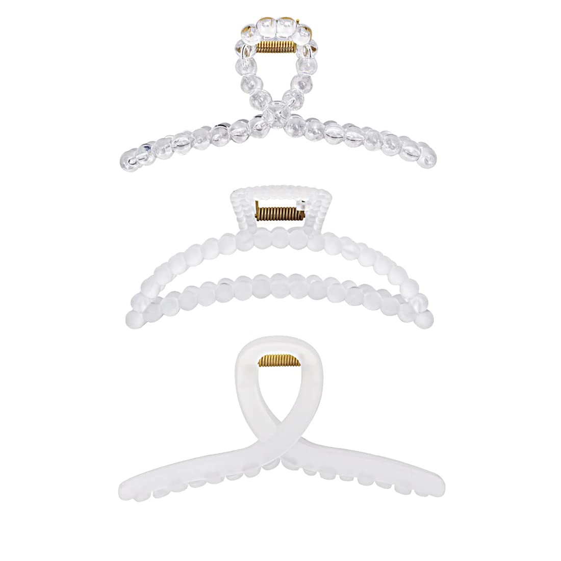 ExceforeHair Claw Clips, Large Hair Clips Women Girls, Nonslip Matte Clear Hair Clips, Strong Hold Jaw Hair Clamps, Hairpins Fashion Hair Accessories for Women Thin Fine Thick Hair (3 Pack)
