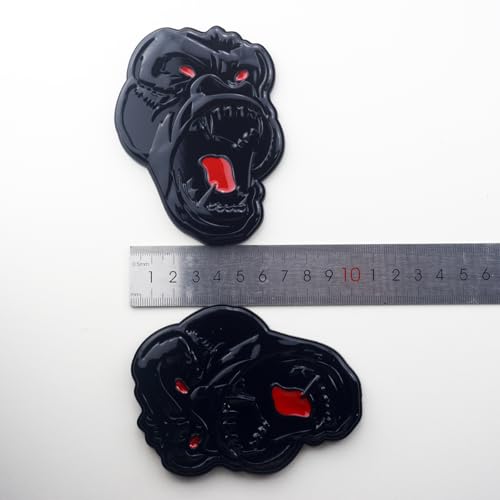 Image of 2 Pcs ngry Gorilla Ape Angry Side Rear Emblems 3D Badge Car Truck Motorcycles Decal Sticker (Black Red)