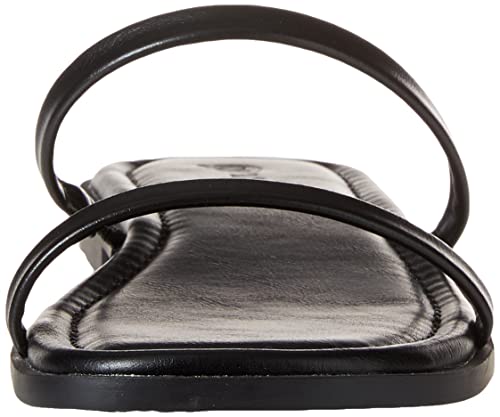 The Drop Women's Paris Square Toe Two Strap Flat Sandal, Black, 8.5 #TOP1