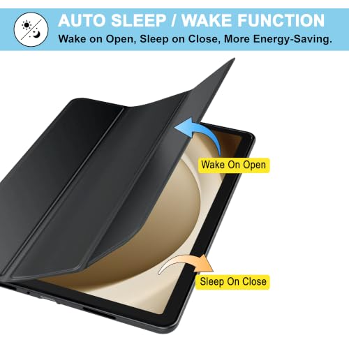 Image of CEDO Smart Case for Samsung Tab A9+ Plus (11 in) Tri-Fold Flip Folio Cover | Pencil Holder | Auto Wake-Up /Sleep Mode | Multi View Angles Stand TPU Backcover (Black)