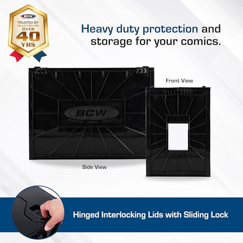 image for BCW Graded Comic Book Bin with Partition – Black (1 Pack) | Holds 30