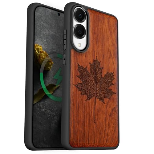 Coque bois Galaxy S25 Edge antichoc étui magnétique Magsafe rigide et robuste