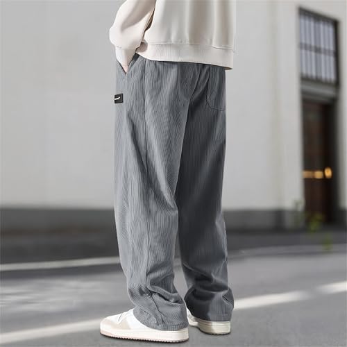 Mokaloha Mens Comfy Corduroy Straight Pants, Drawstring Wide Leg Baggy Sweat Pant, Match T-Shirts Coats for Everyday Wear2