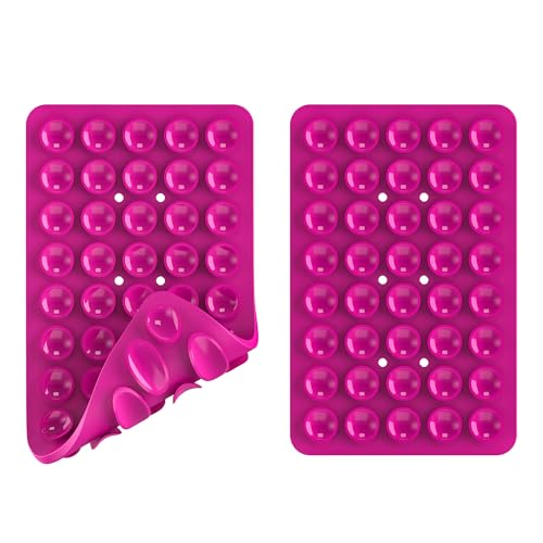 Image of Double Sided Silicone Suction Phone Holder Mount, Silicon Accessory for iPhone and Android, Hands-Free Mirror Shower Phone Holder, TikTok Videos and Selfies (Combo F)