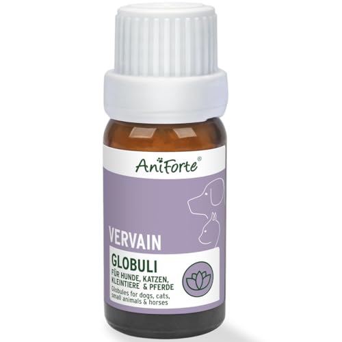 AniForte Vervain Bachblüten zur Beruhigung bei niedriger Reizschwelle, Hektik und hektischem Verhalten - Globuli für Hunde, Katzen, Haustiere