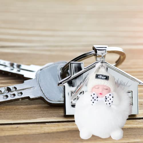 Wlmcysg Fox Sleep Doll Hanging Car Keychain Plush Bag Charm Fashion Juniors Heart (White) #TOP5