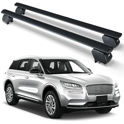 OBNAUX Roof Rack Cross Bars Compatible with 2020-2025 Lincoln Corsair with Side Rails, Heavy Duty 300 LBS Adjustable & Lockable Cargo Rack Crossbars Rooftop Luggage Carrier Cover