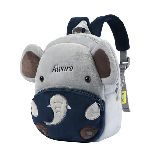 Gaosh Mochilas Infantiles Personalizadas con Nombre para Niños y Niñas Mochilas Guardería con Simpáticos Animales Mochila Pequeña Regalos para Niños y Niñas (#1-Elefante)