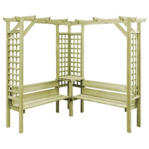 Festnight Pergola de Jardin Pergola d'angle avec Banc pour Jardin, Patio ou Arrière Cour Bois de Pin Imprégné FSC