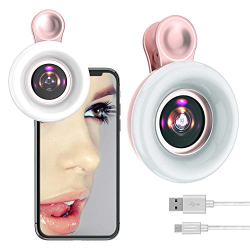 Selfie Ring Light, Phone Ring Light - iPhone Camera Lens for Live Stream/Makeup/YouTube Video/Photography, Ring Light for iPhone Samsung Android Smartphone