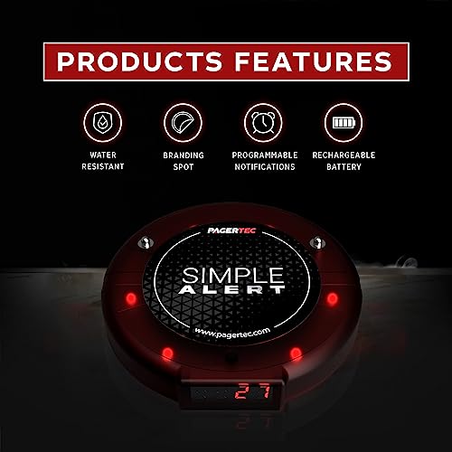 PagerTec Wireless Simple Alert Coaster Paging System Customer Service Calling Pagers for Restaurants, Hospitals, Office & Hotels | Rechargeable | Long Range Pagers (Set of 60)