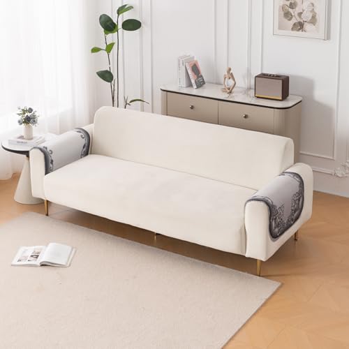 Image of HOKIPO HeavenHue Fleece Backed Sofa Armrest Cover 2 Pc, Twilight Lace