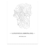 JUNIWORDS Stadtposter - Wähle Deine Stadt - Langenfeld (Rheinland) - 40 x 60 cm Poster - Schrift A - Weiß