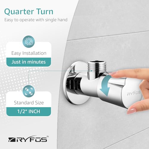Image of India's 1st Lifetime Support Brand, R4010AV, SS-304 Grade Angle Valve | Angle Cock for Bathroom With Wall Flange | Valve for Geyser | Bathroom Tap | (Chrome Finish, 1-Piece)
