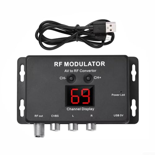 Eawfgtuw Modulador M60, convertidor AV a RF para TV con soporte PAL/NTSC, modulador RF alimentado por USB para decodificador y reproductores de DVD, UHF