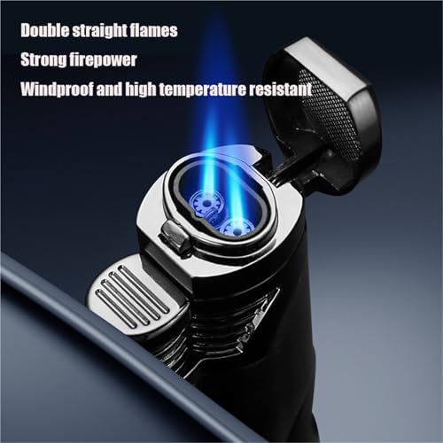 Encendedor metálico doble llama, recargable y a prueba de viento miniatura 2