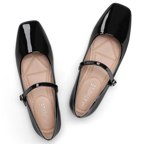 Image of Women's Mary Jane Shoes, Ballet Flats for Women, Square Toe Shoes for Women