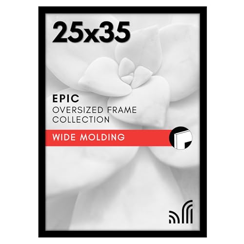 Americanflat 25x35 Poster Frame with Polished Plexiglass - Black Picture Frame - Wide Photo Frames Made of Engineered Wood for Vertical or Horizontal Wall Display - Epic Collection - Black