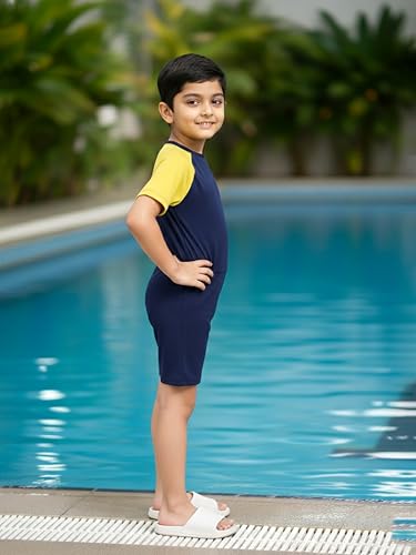 Image of KiddoPanti Boys & Girls Half Sleeve Mid Thigh Length Swim Suit