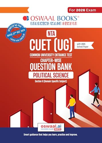 Image of Oswaal NTA CUET (UG) Chapter-wise Question Bank Political Science For 2026 Exam (as per latest 27 Dec., notification) | PYQs & 800+ NCERT aligned MCQs |With Oswaal AI