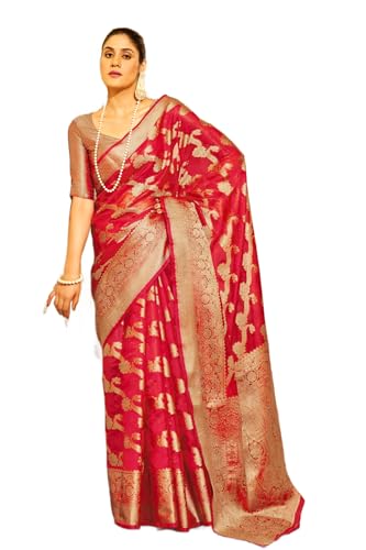 Image of SWORNOF Women's kanjivaram banarasi silk saree for Patola festival Wedding silk with rich pallu Design sarees for women with blouse piece
