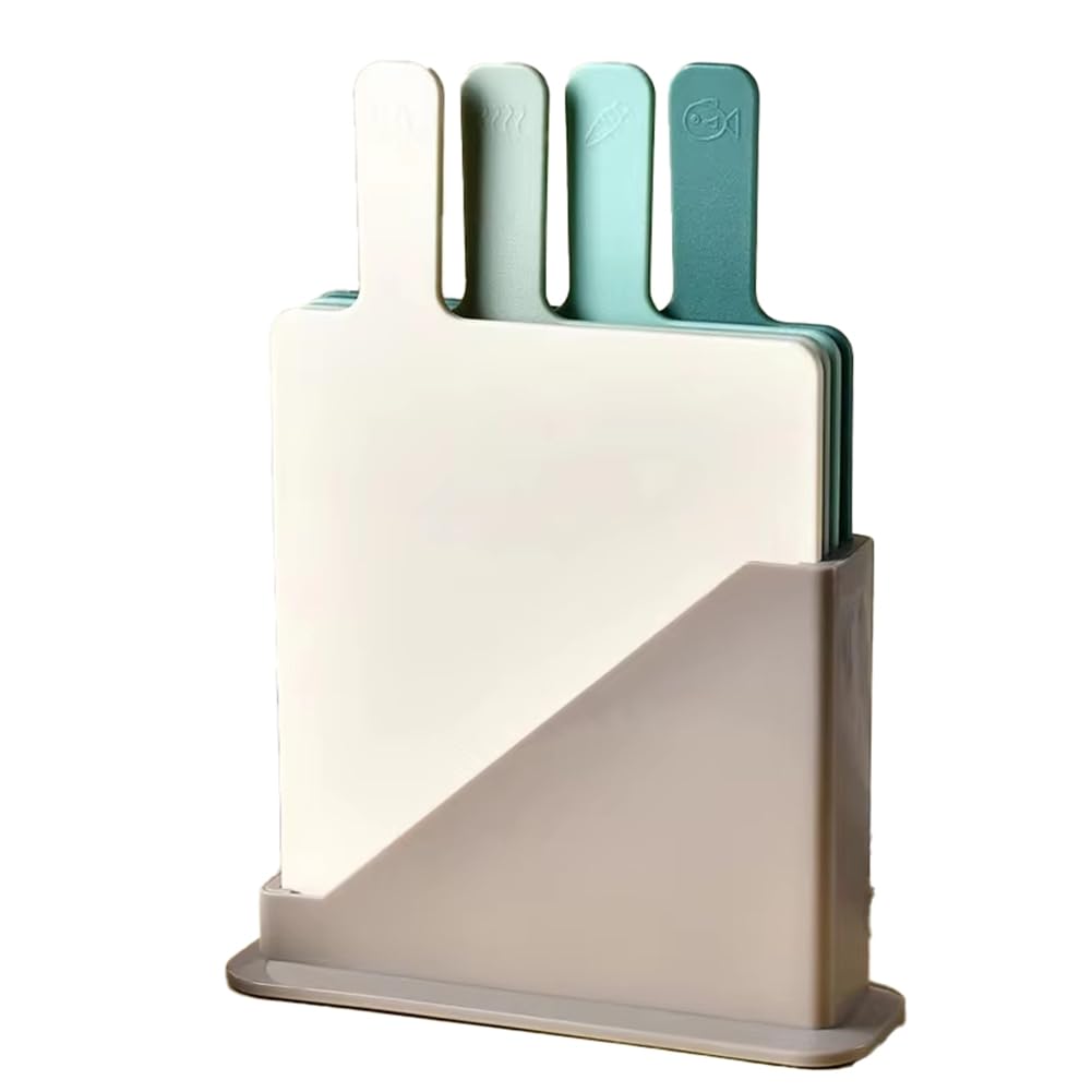 CTRLZS 4PCS Kitchen Sorting Cutting Board with Drain Storage Rack,Vegetable & Complementary Food Cutting Boards for Home Use