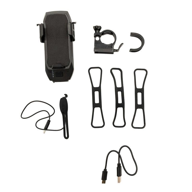eWheel Support smartphone multifonction avec Powerbank 4000 mAh, klaxon et lumière LED pour vélo électrique ou trottinette Extension 55 mm-80 mm