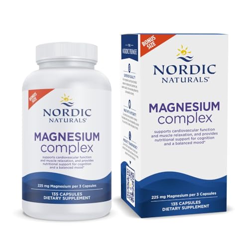 Image of Nordic Naturals Magnesium Complex - 135 Capsules - 225 mg Magnesium - Brain & Heart Health, Mood, Energy, & Muscle Relaxation - Non-GMO, Vegan - 45 Servings