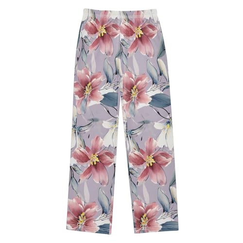 Flower Purple Pajama Pants Long Sleep Pant Soft PJ Bottoms Sleepwear