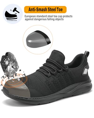 Steel Toe Shoes for Men Safety Puncture Proof Comfy Work Sneakers Lightweight Breathable Non-Slip Construction Shoes2
