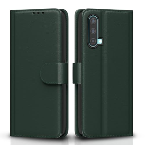 Image of Pikkme Flip Cover for OnePlus Nord CE 5G | Leather Finish | Shockproof with Card Pockets & Wallet Stand | Ultimate Protection Case(Green)