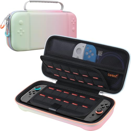 Funda Nintendo Switch 2 rígida antiimpactos con 24 ranuras y bolsillo malla
