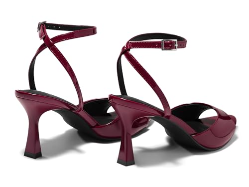 Image of Coutgo Womens Kitten Heels Sandals Pointed Open Toe Ankle Buckle Strap Summer Dress Shoes