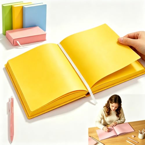 Carnet de notes pour prise de notes intensive A5 jaune 720 pages unies en cuir