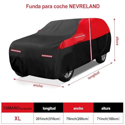 NEVERLAND Funda Coche Exterior SUV - Funda Coche Exterior Impermeable para SUV Impermeable Protector Solar y Estilo XL 510x200x180CM para 2009-2025 Audi A5 para Porsche Cayenne 2010-2025 - imagen 2